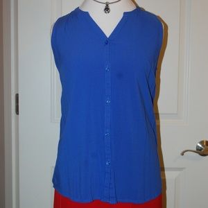 🔹Blue Sleeveless Blouse/high-low🔹